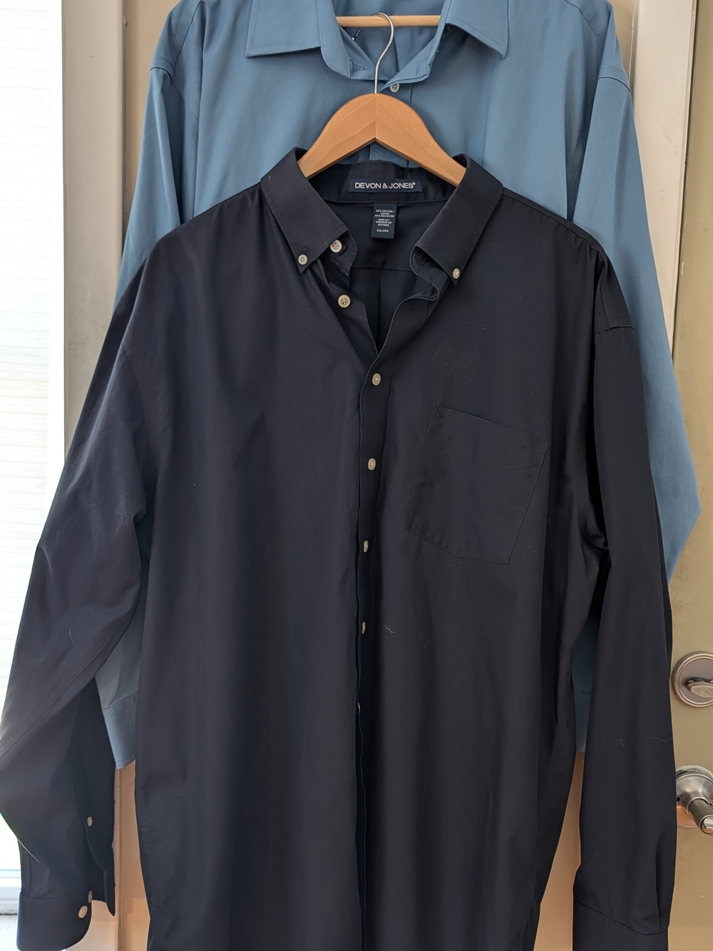 Lot of 2 Devon & Jones Men's Black and Blue Dress Shirt XXL
